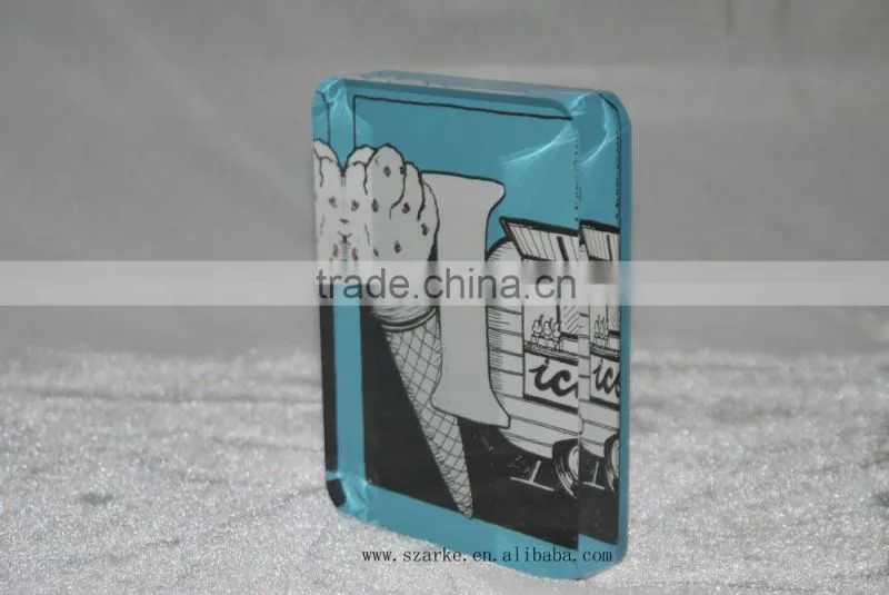 acrylic paperweight,acrylic solid alphabet display block with back printed paper sticker