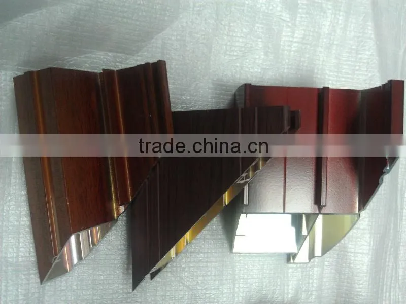 Different Shape and Size Wood Grain Aluminium profile For Windows and Doors