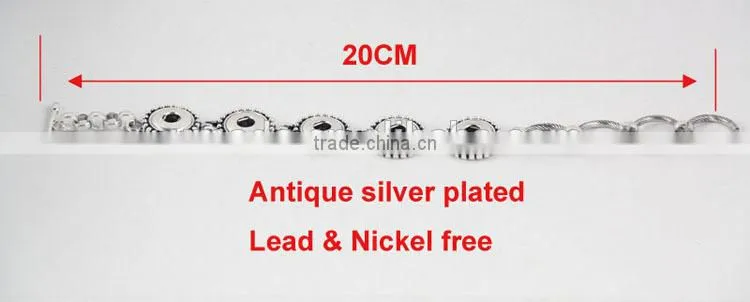 2015 new 18mm Ginger Snap Button Bracelet DIY charm Interchangeable handmade pulseras Snap Bracelets