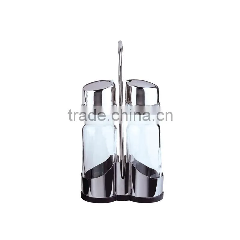 Salt & Pepper Shakers, Glass body, with Rack