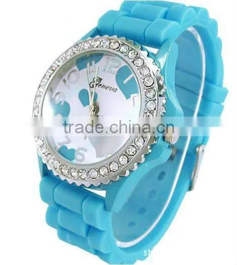 Plastic Geneva diamond watches with Japan movement