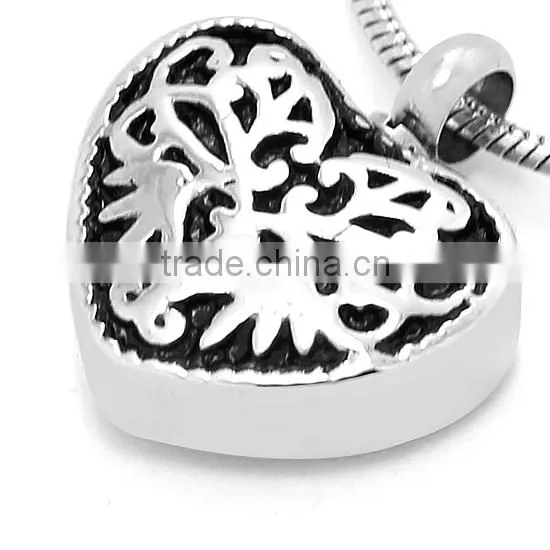 China Supply 316L Stainless Steel Heart Pendant Pet Cremation Jewelry Wolf Image Necklace for Men