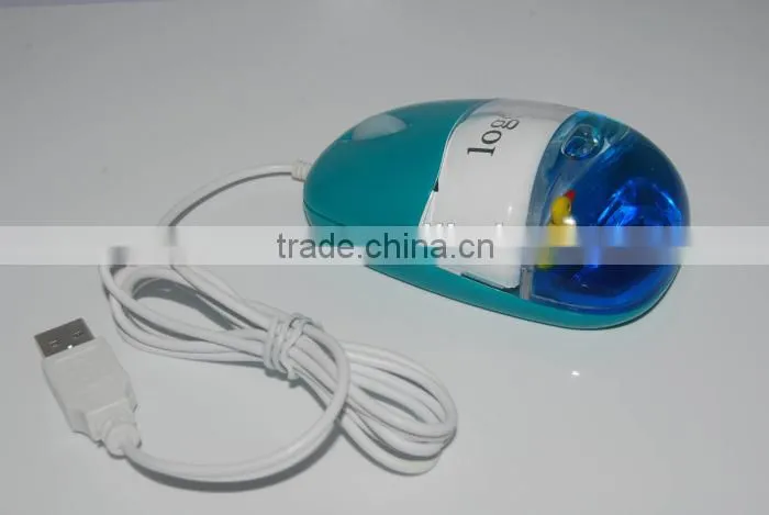 New computer USB wired gift liquid aqua mouse with light-up logo