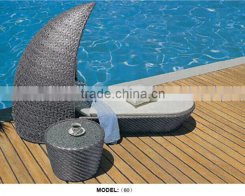 Outdoor PE rattan pool or poolside sunbed