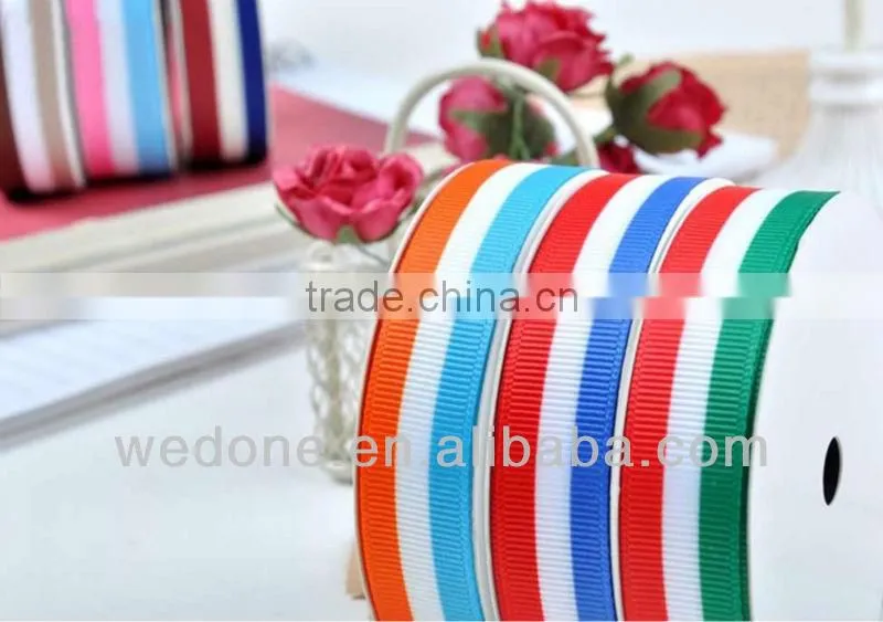 Wholesale Rainbow Stripe Printed Grosgrain Ribbon