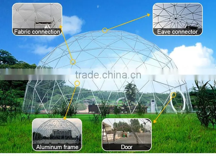 100 People transparent PVC fabric dome tent for sale