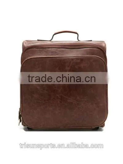2016 Hot selling mens leather rolling duffel suitcase bag for short traveling