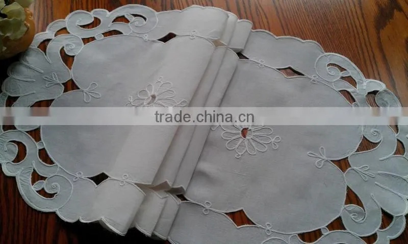 Cut work and hand embroidered table runner