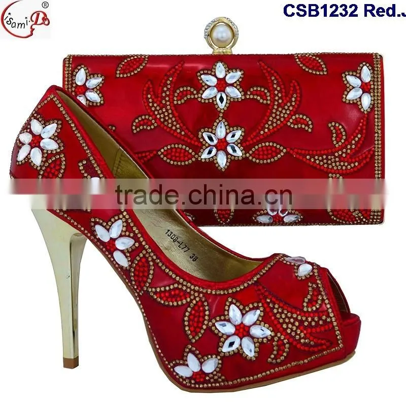 CSB1232 Fashionable new design high heel shoes matching bags.italian shoes nad bags for ladies