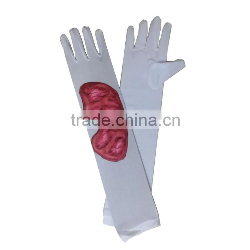 white halloween costume long arm gloves LG-027
