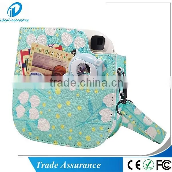 New Hot Sale Flower Style Leather Fujifilm Instax Mini8 Camera Shoulder Bag Case