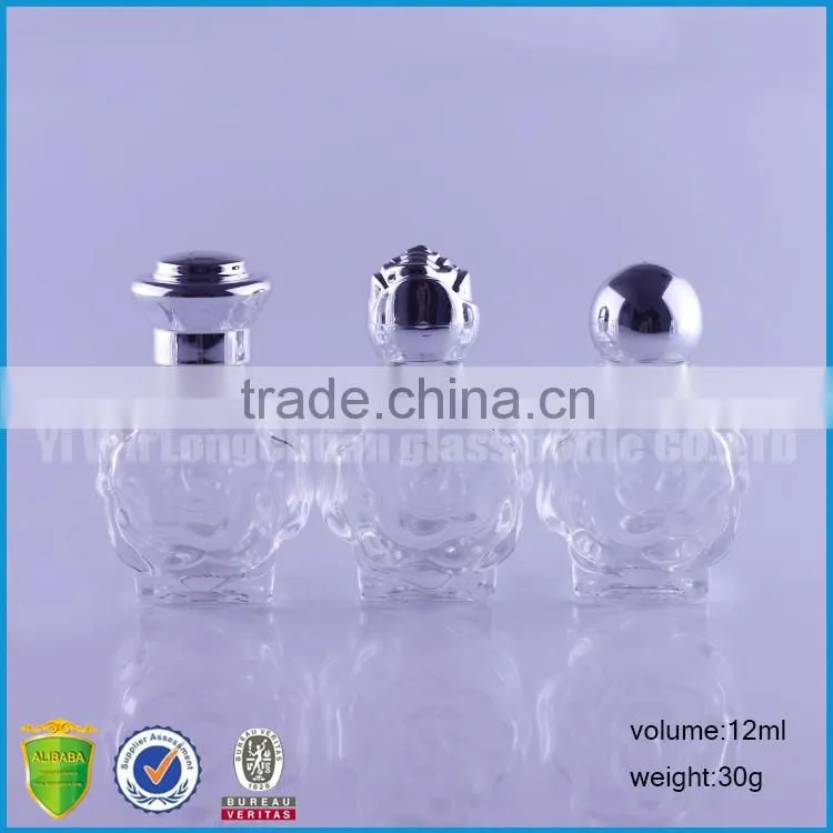 Skull Round Rose Oblate Empty E liquid Glass Bottles 12ml with Airtingt Aluminum Cap