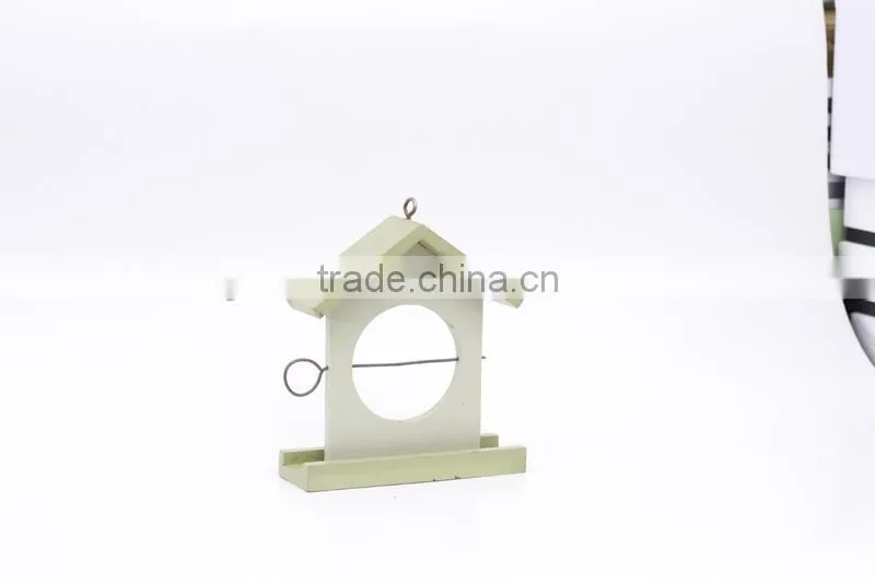 WOODEN ROUND BIRD FEEDER BIRD HOUSE WHITE 17X5.4X20CM