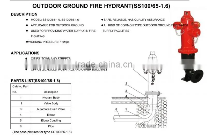 Outdoor Fire Hydrant Fire Fighting Equipment
