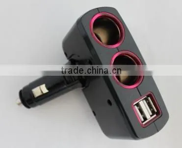 2 way cigarette lighter with 2 USB for car