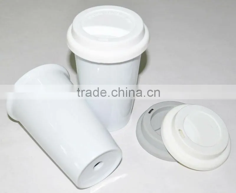 white double wall mug with silicon cover