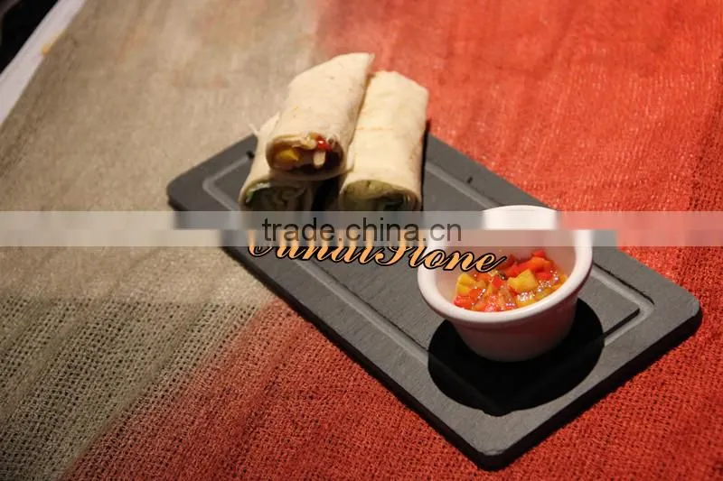 New 2014 Modern square slate flat tray on wood holder