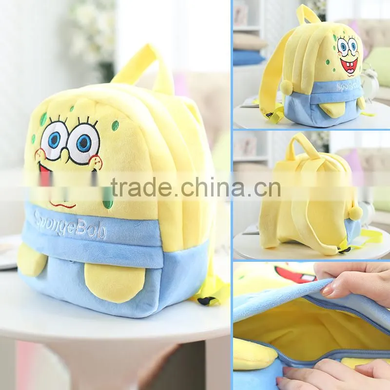25*19cm(S)/35*28cm(L) lovely customzied green big-eye monster plush animal cartoon backpack for children