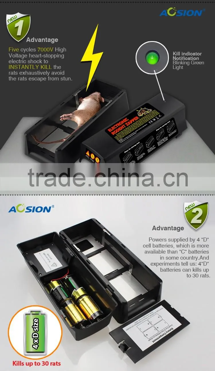 Aosion high efficiency Smart Sensor&high voltage electronic rodent zapper for housing use