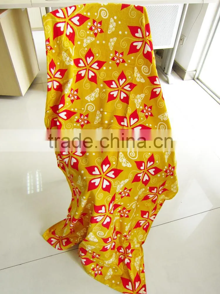 Cheap cotton reactive printed flower beach towel fabric
