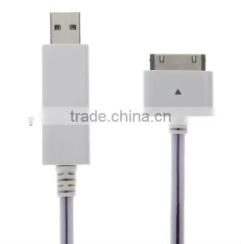 flowing light visible usb charger cable for mobile phone