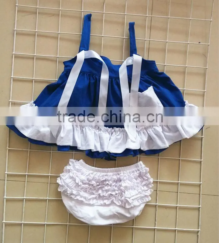 2013 lastest new design Wholesale cotton chevron swing top with bloomer set for baby