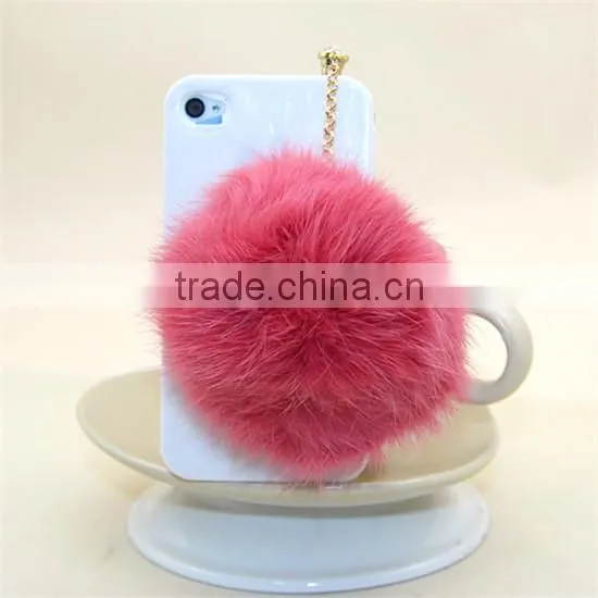 2015 wholesale Fashion Sparkling Diamond 3.5mm crown Dustproof Plug for mobile phone,Pearl rabbit hair ball dustproof plug