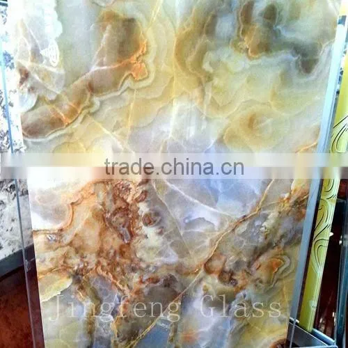 Double laminated PVB glass, with silk cloth laminated for decoration wall, furtiniture