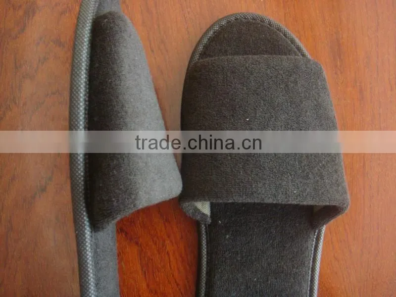 High quality Black Terry hotel slippers & bathroom slippers with EVA sole