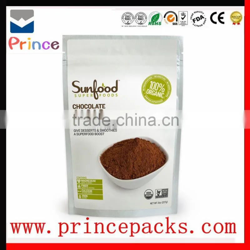 Aluminum zipper PE plastic bag for food nut snack tea