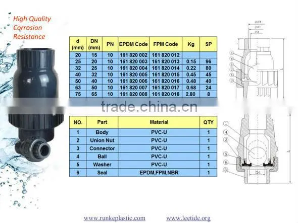 Plastic PVC Swing Check Valve