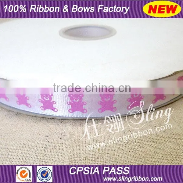 Wholesale 15mm Teddy Bear Printed Satin Ribbon