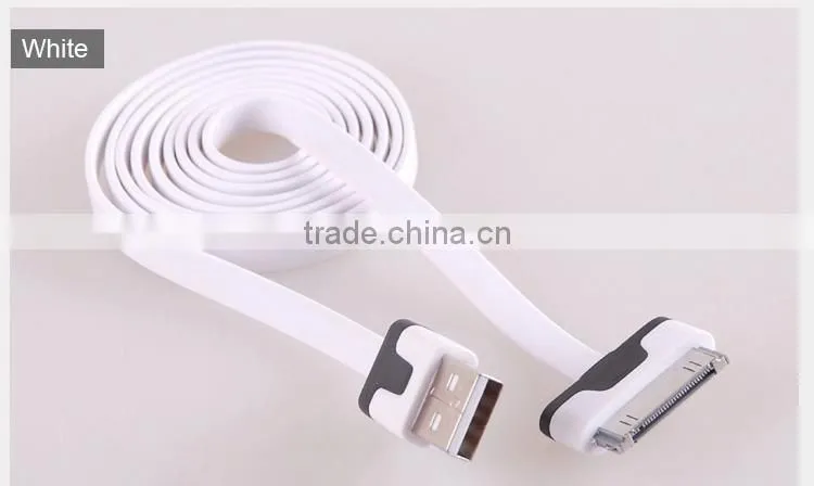 Noodle flat usb data charger cable for iphone 4