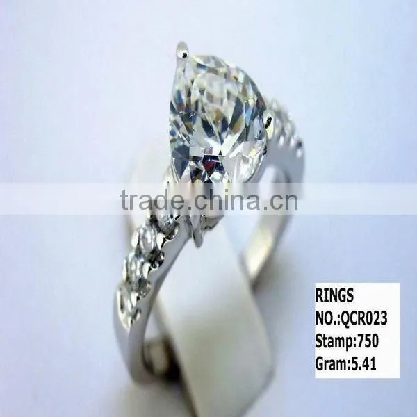 925 sterling silver ring with quality cz rhodium plating QCR021