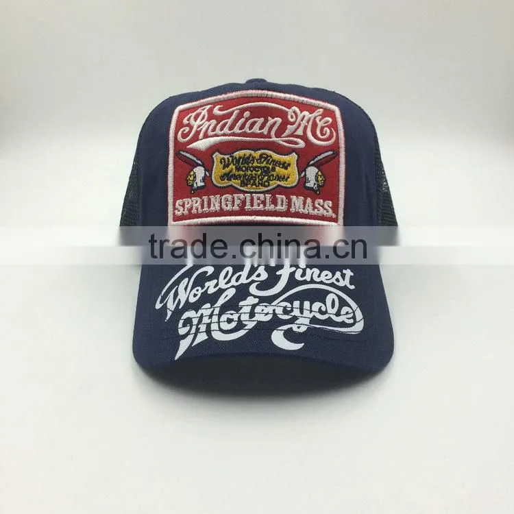 customized fashion embroidery patch cotton twill 5 panel trucker mesh cap