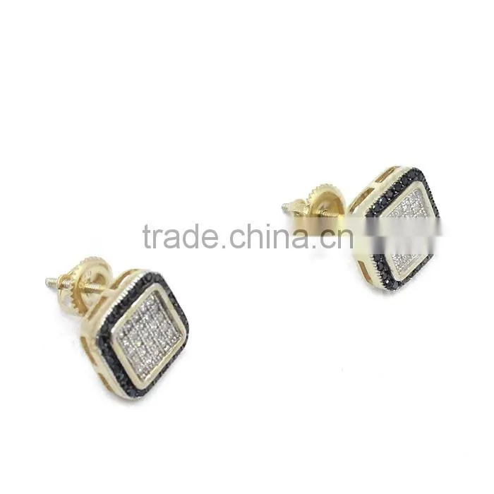 925 silver gold plated earring pave setting zircon stud earring wholesale