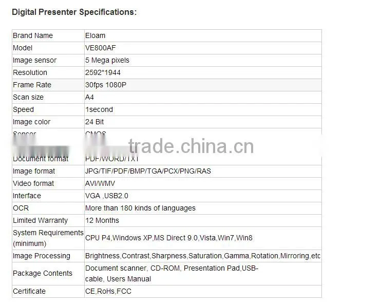 Education equipment visualizer presenter digital presenter visualizer VE800AF