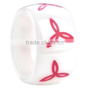 White ring laser character pattern ,newest ceramic rings