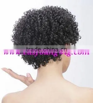 Ladies short black afro curly african american full lace wigs