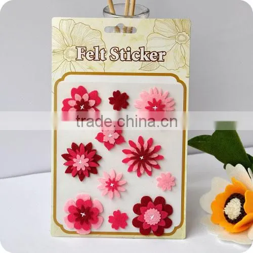 adhesive felt sticker , 3d sticker , handmade felt sticker, scrapbooking sticker, layered sticker , flower felt sticker