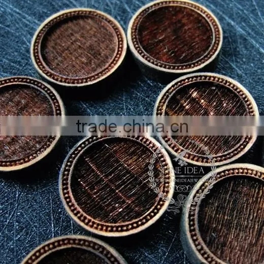 16mm setting size vintage style natual log wood bezel round pendant setting DIY findings supplies 1411144