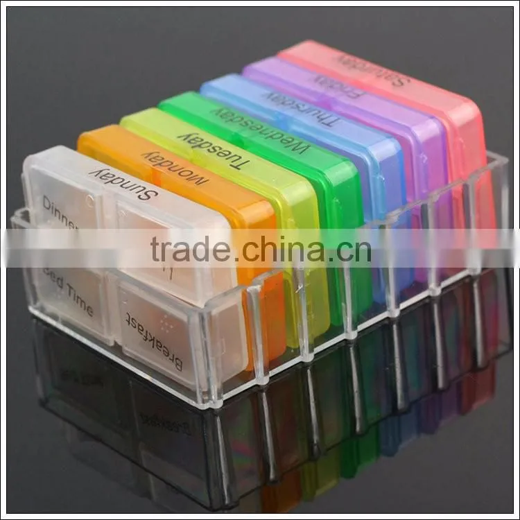Wholesale Clear Cute Round Plastic Weekly 7 Days Pill Box