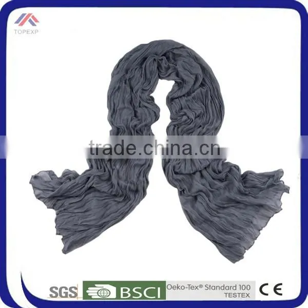 Single Color Chiffon Scarf Crinkle Medium Scarf