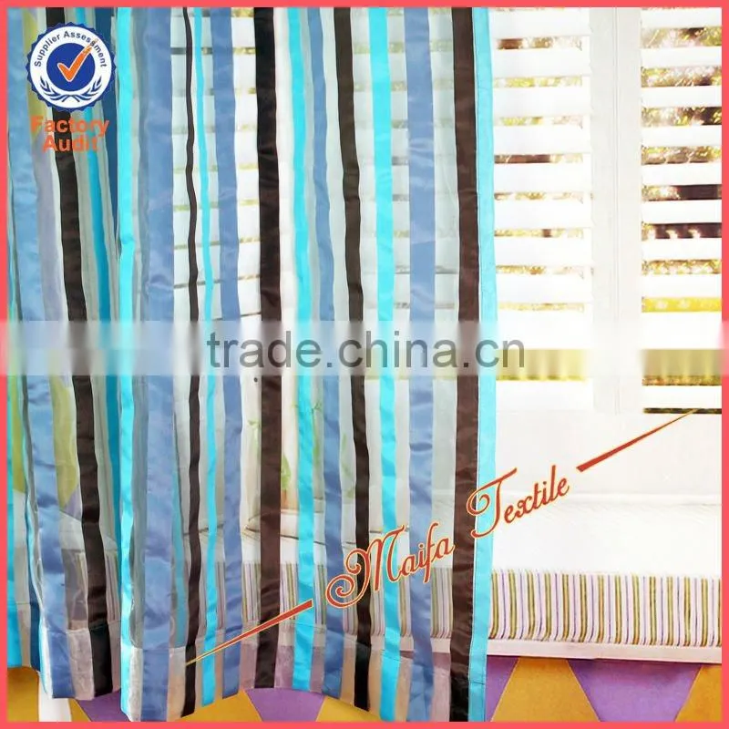 Stripe Design Eyelets Top Readymade Organza Jacquard Curtain