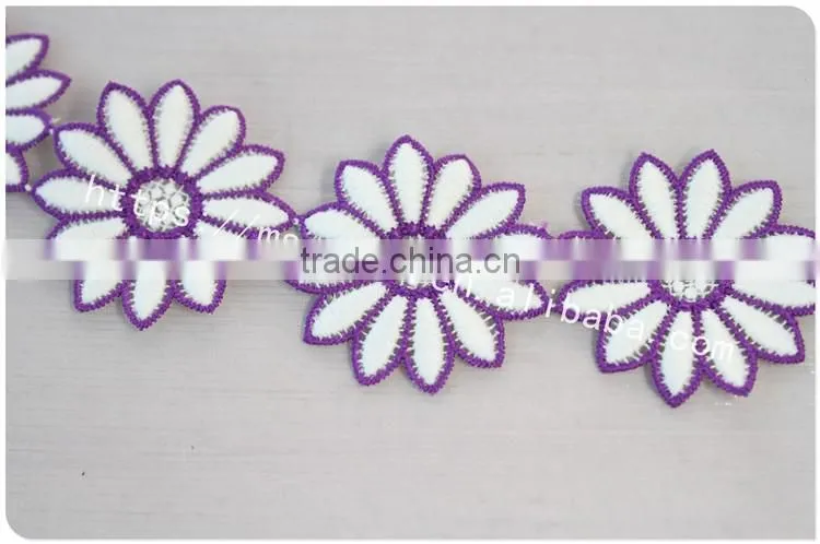 New arrival 5cm width polyester embroidery lace flower for dress
