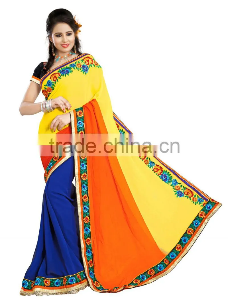 Yellow padding color weightless sarees