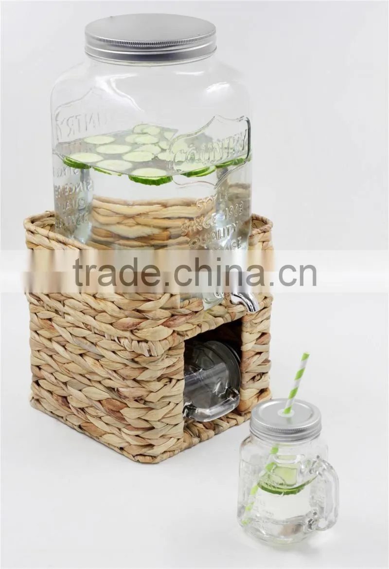 COUNTRY drinking glass set with grass stand