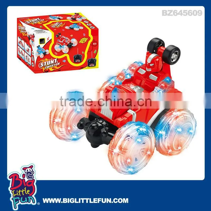 Flip stunt car remote control toy with flashing light