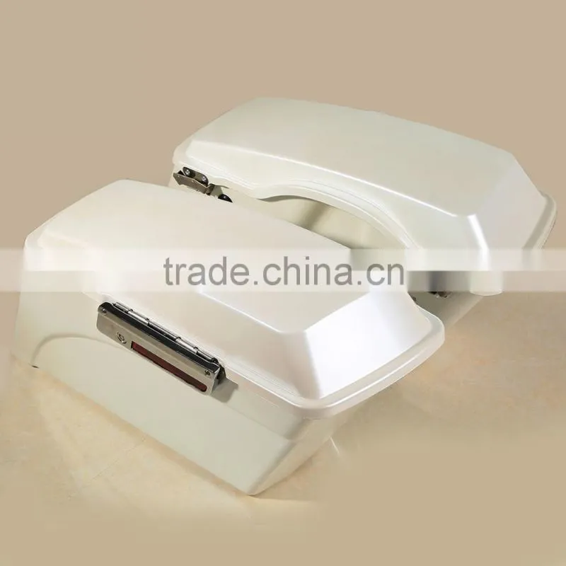 White Hard Saddlebag Trunk w/ Lid Latch For Road King Glide Softail DYNA