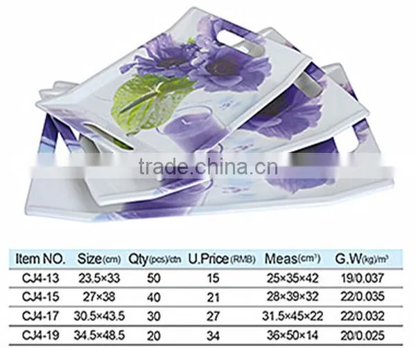 (W23.5XL33cm) Melamine Handle Tray